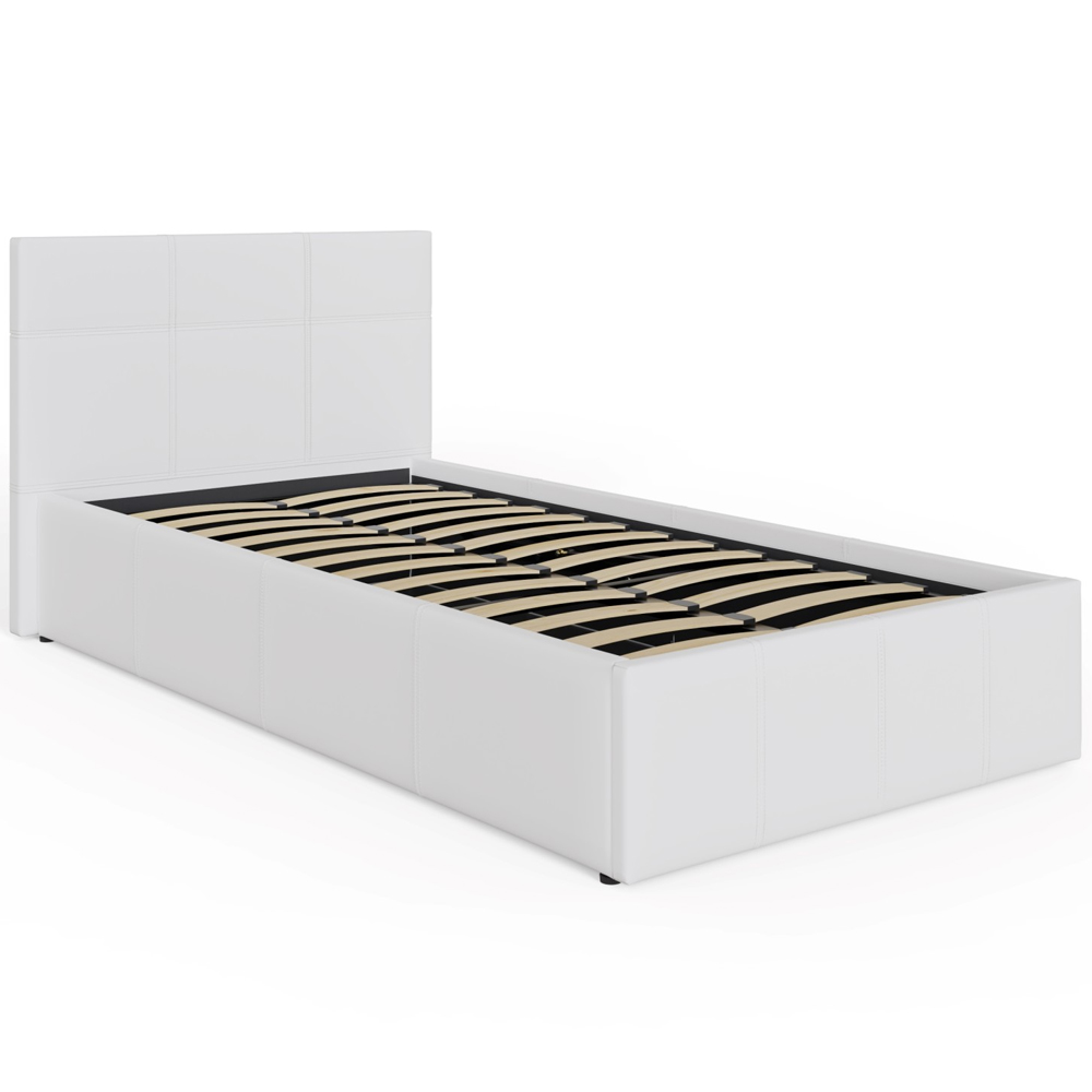 Eltham Side Lift PU Leather Ottoman Single Bed In White