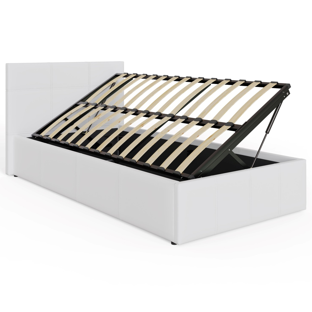 Eltham Side Lift PU Leather Ottoman Single Bed In White
