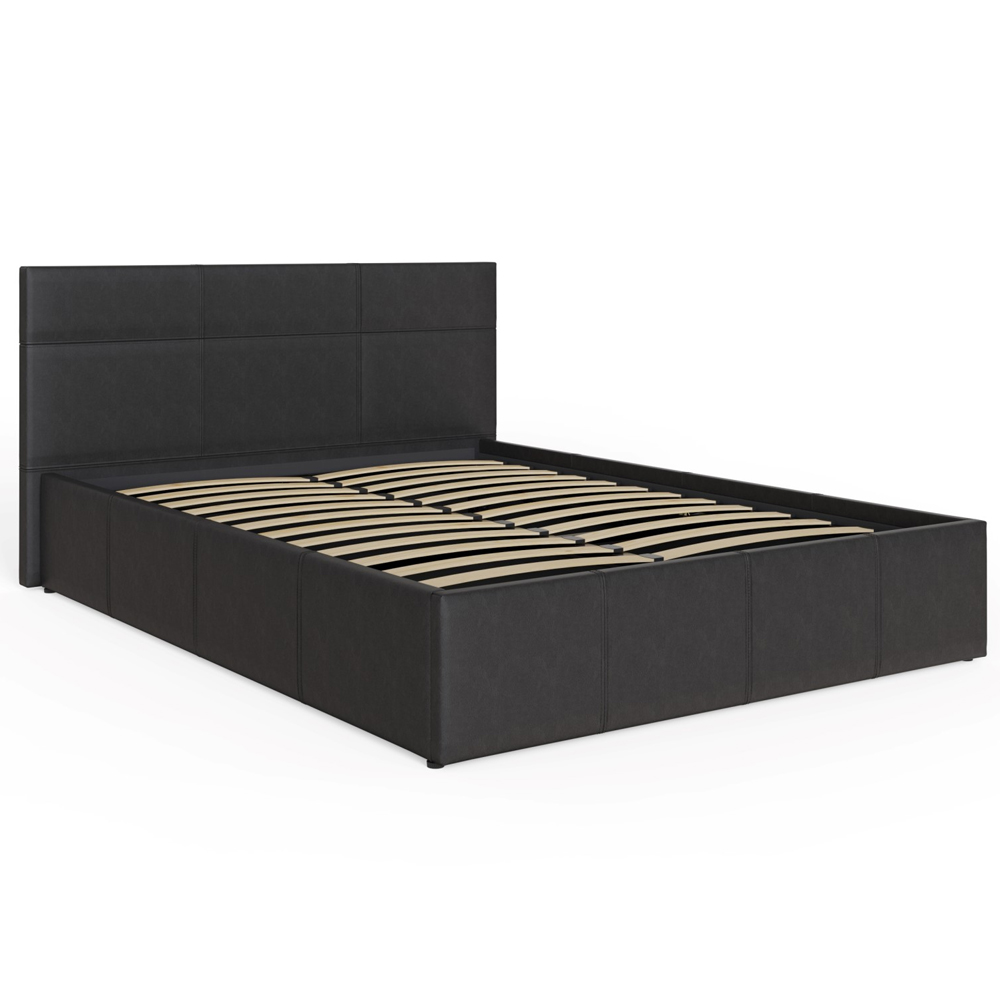 Eltham Side Lift PU Leather Ottoman Small Double Bed In Black