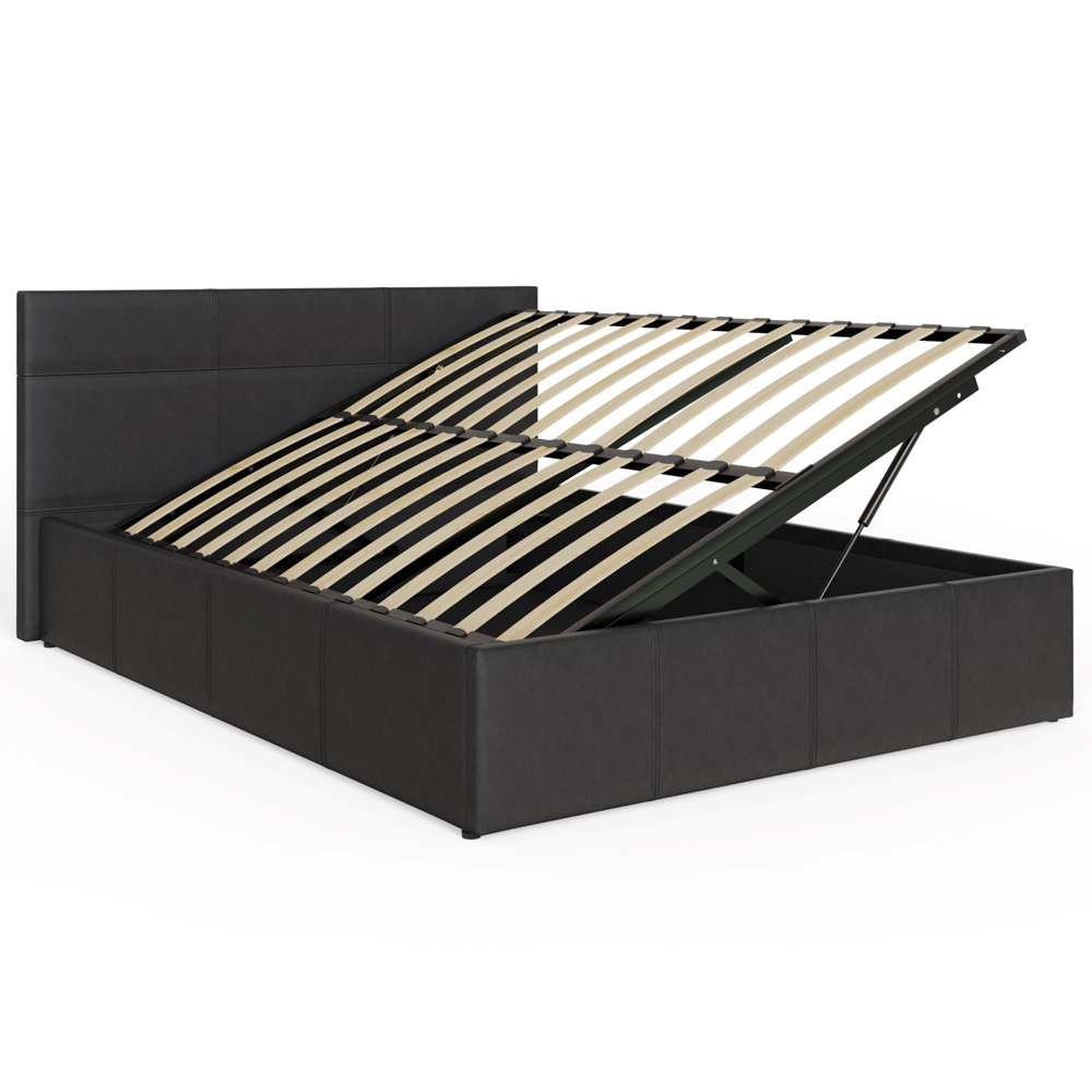 Eltham Side Lift PU Leather Ottoman Small Double Bed In Black