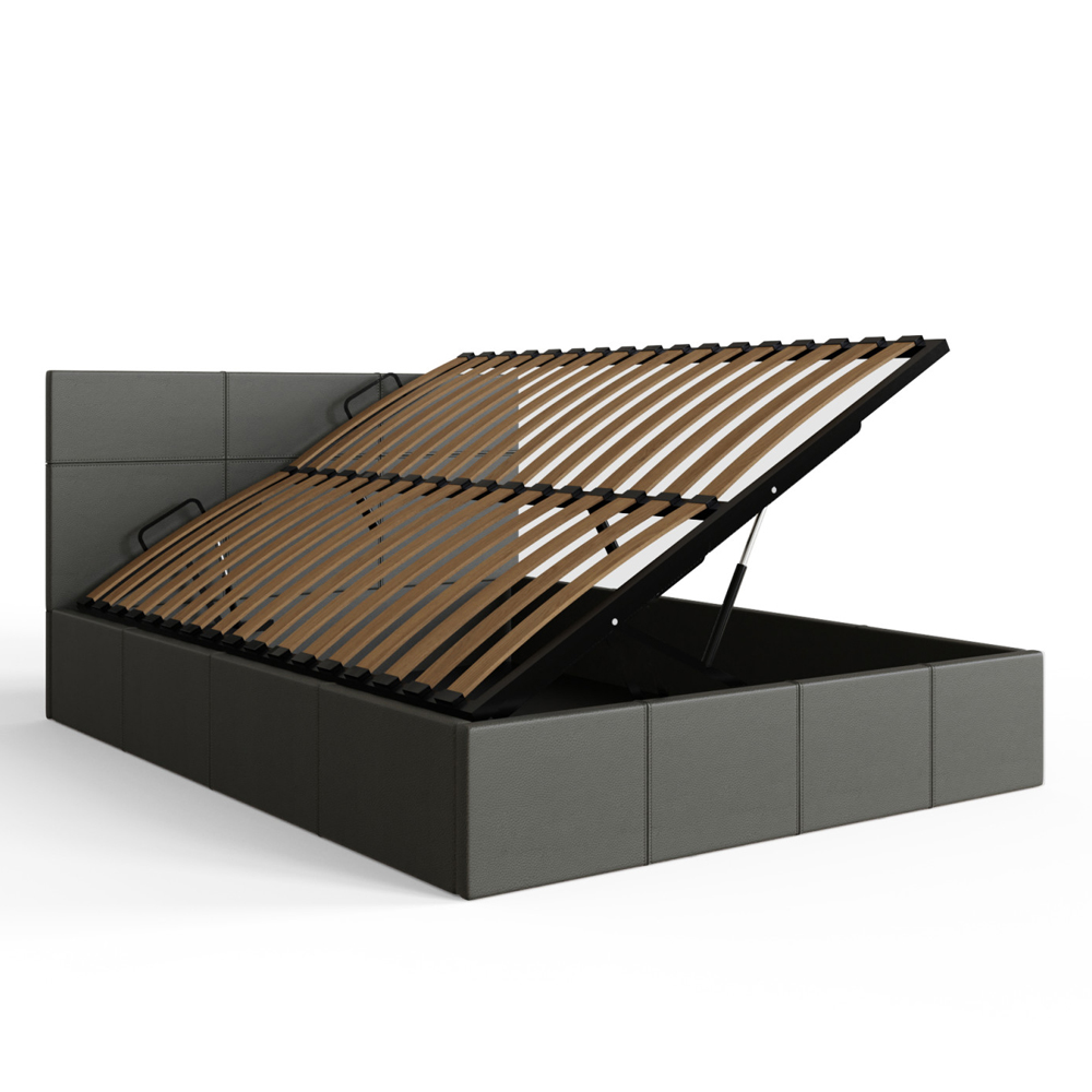 Eltham Side Lift PU Leather Ottoman Small Double Bed In Grey