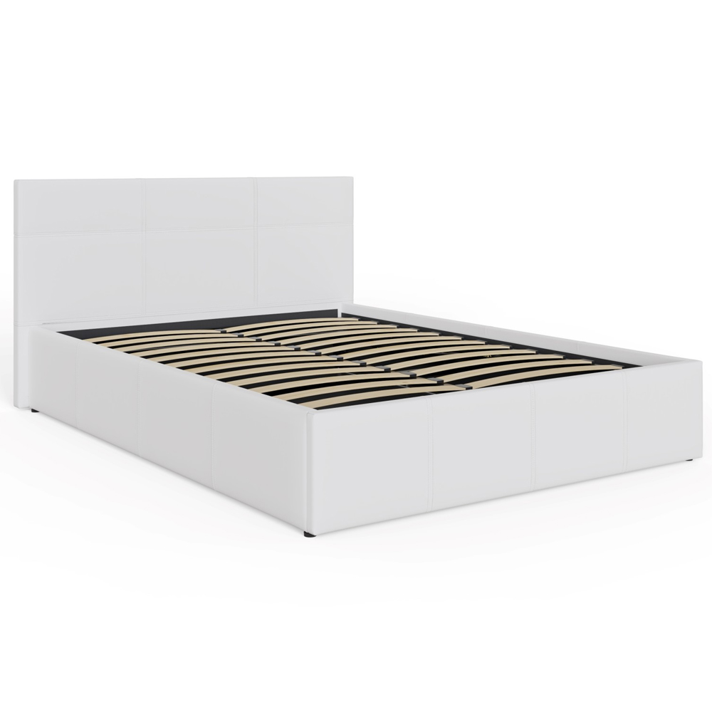 Eltham Side Lift PU Leather Ottoman Small Double Bed In White