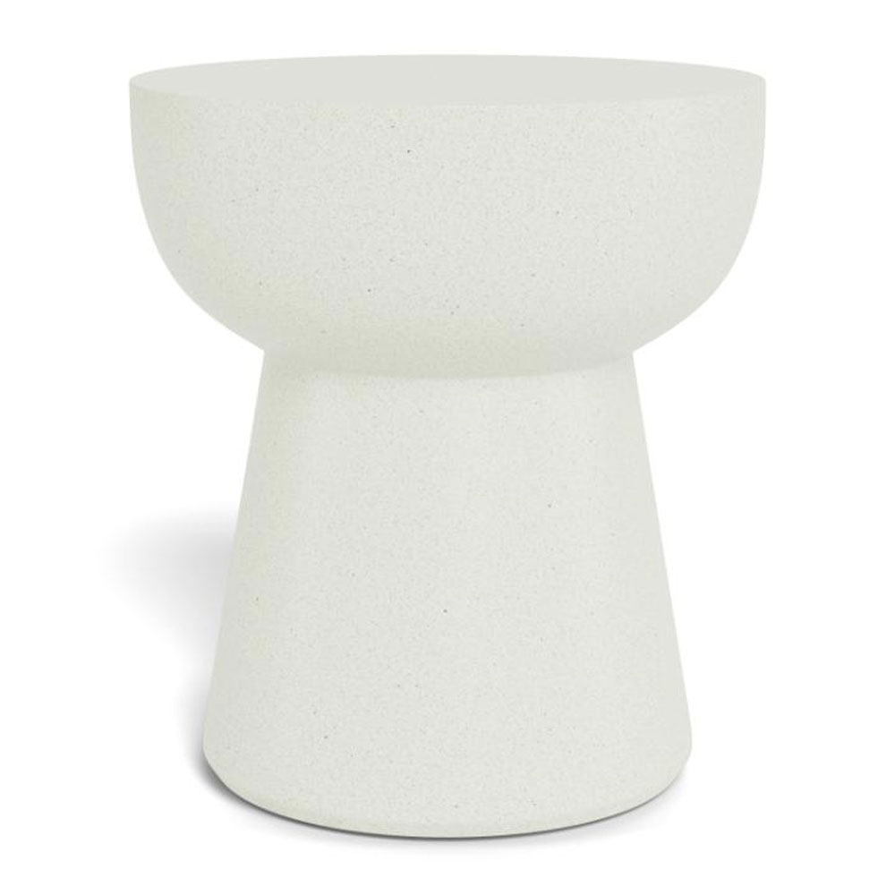 Elthora Round Fiber Cement Side Table in Matt Beige