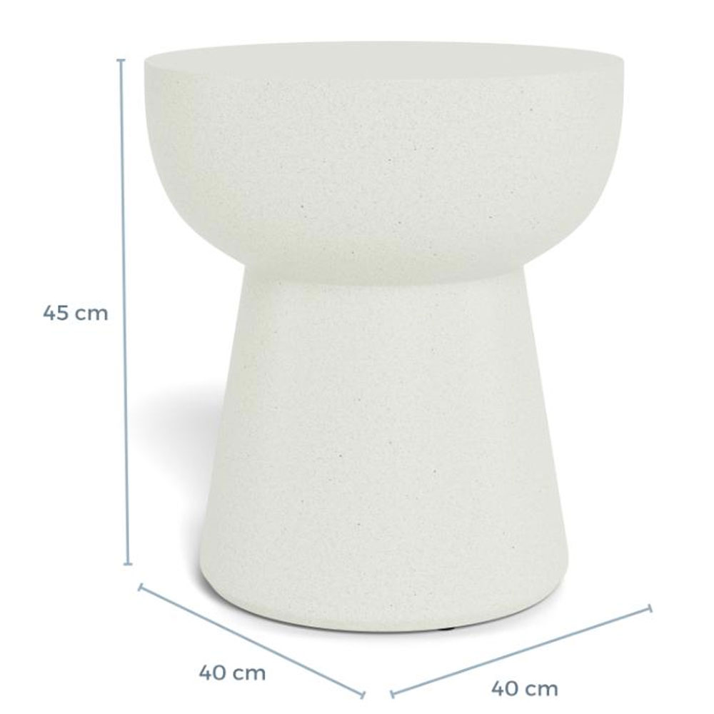 Elthora Round Fiber Cement Side Table in Matt Beige