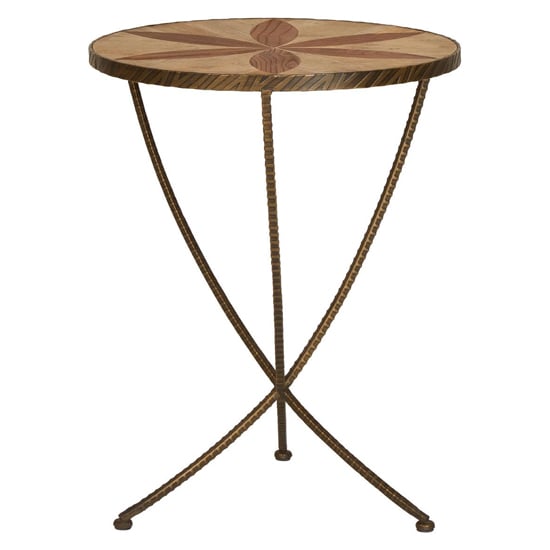 Eltro Large Wooden Side Table With Antique Brass Legs In Brown