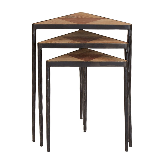 Eltro Wooden Set Of 3 Triangular Nesting Tables In Brown_2