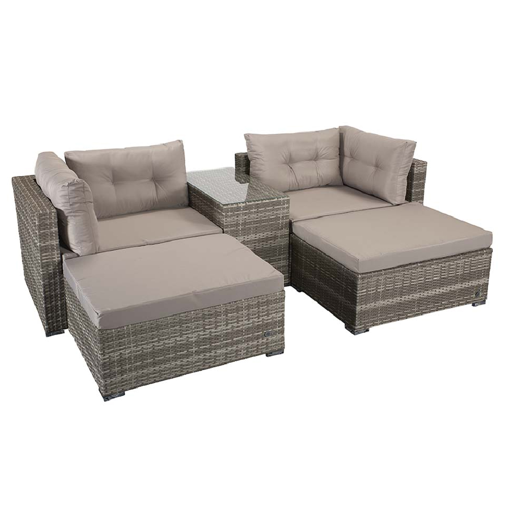 Elvan Rattan Garden Stackable Sofa Set With Coffee Table In Grey