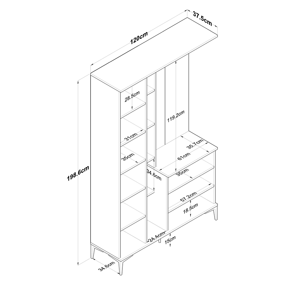 Elvano Wooden Hallway Storage Furniture With Coat Rack And Glass Door In Walnut White