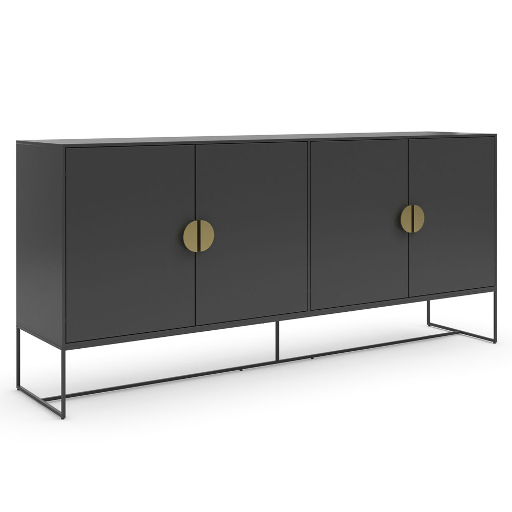 Elvian Wooden Sideboard with 4 Doors in Anthracite