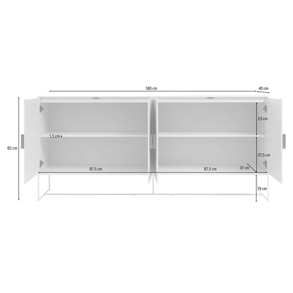 Elvian Wooden Sideboard with 4 Doors in Anthracite