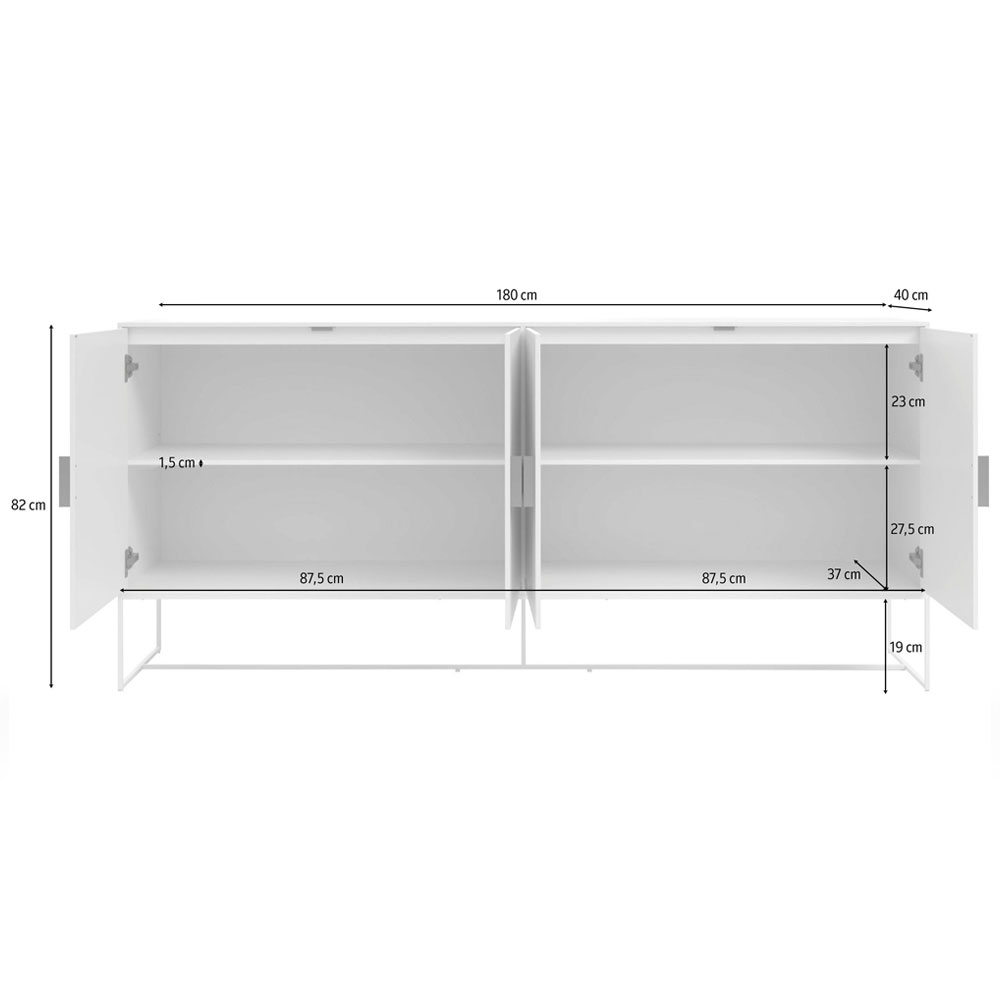 Elvian Wooden Sideboard with 4 Doors in White