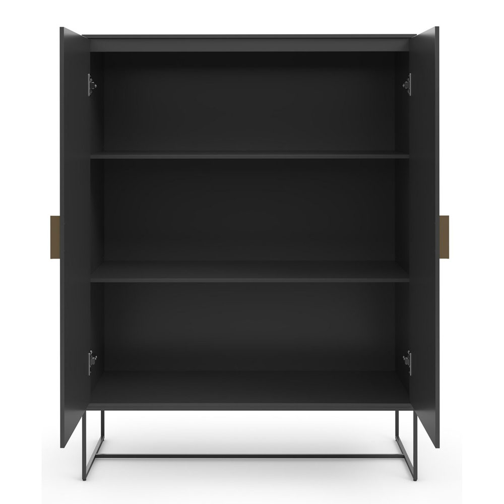 Elvian Wooden Storage Cabinet with 2 Doors in Anthracite and Grey