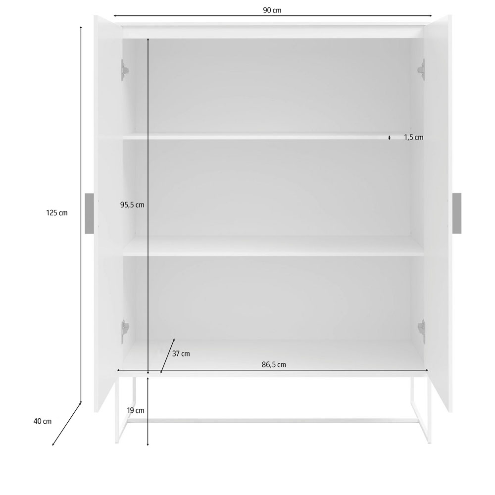 Elvian Wooden Storage Cabinet with 2 Doors in Anthracite and Grey