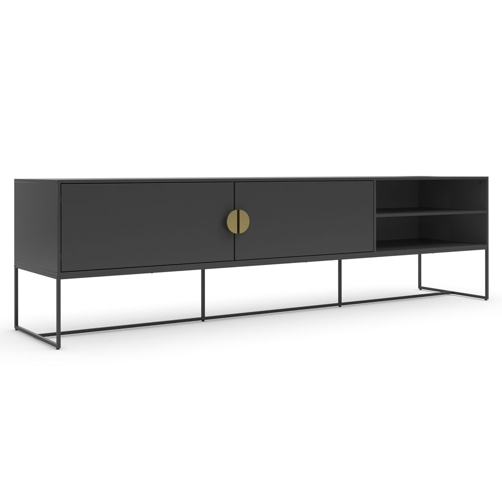 Elvian Wooden TV Stand with 2 Doors in Anthracite and Grey