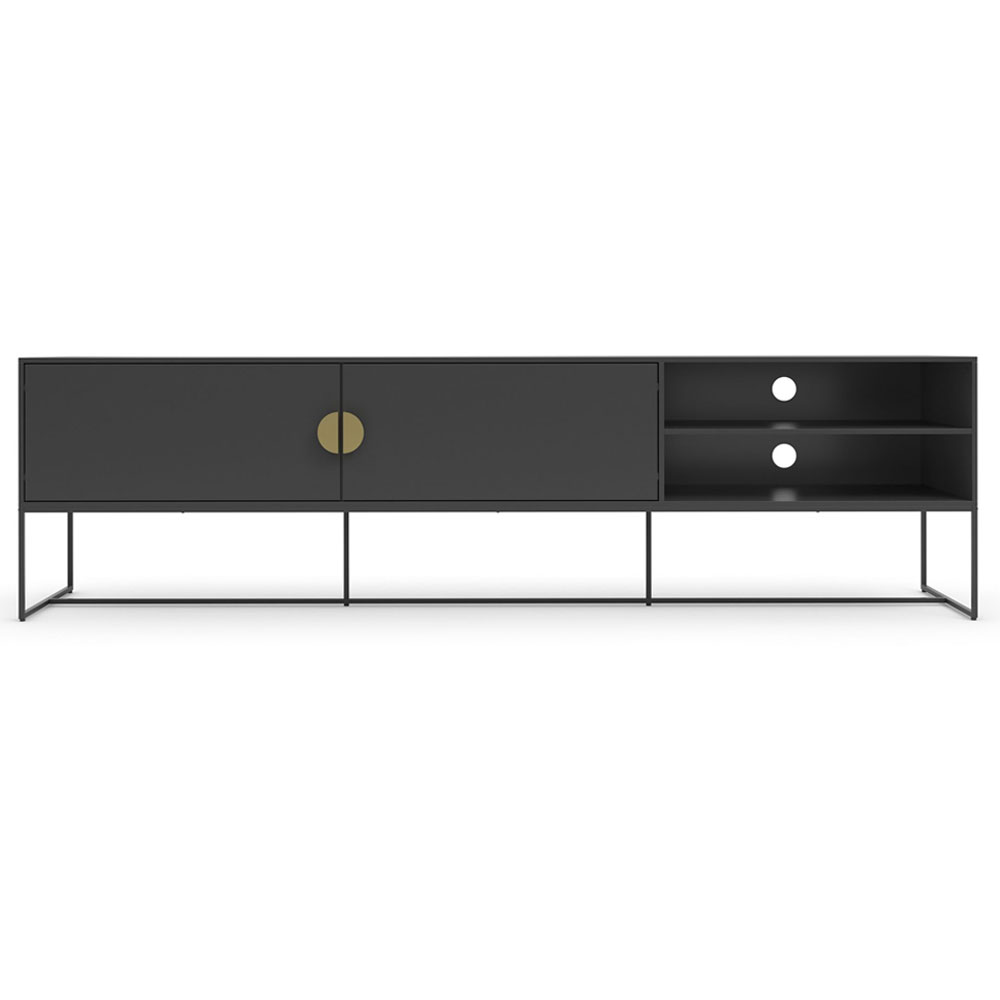 Elvian Wooden TV Stand with 2 Doors in Anthracite and Grey
