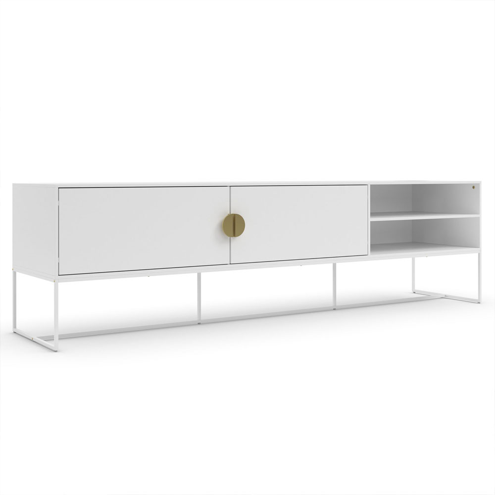 Elvian Wooden TV Stand with 2 Doors in White