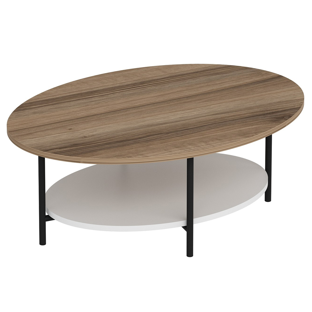 Elviana Wooden Coffee Table with Undershelf in Oak and White