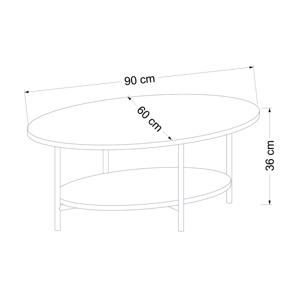 Elviana Wooden Coffee Table with Undershelf in Oak and White