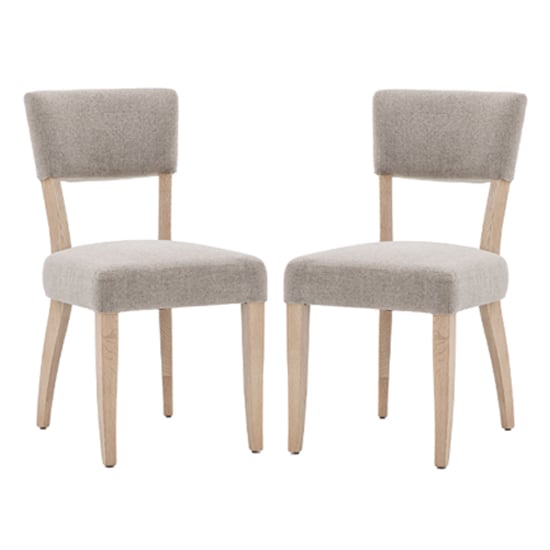 Photo of Elvira grey fabric dining chairs with oak legs in pair