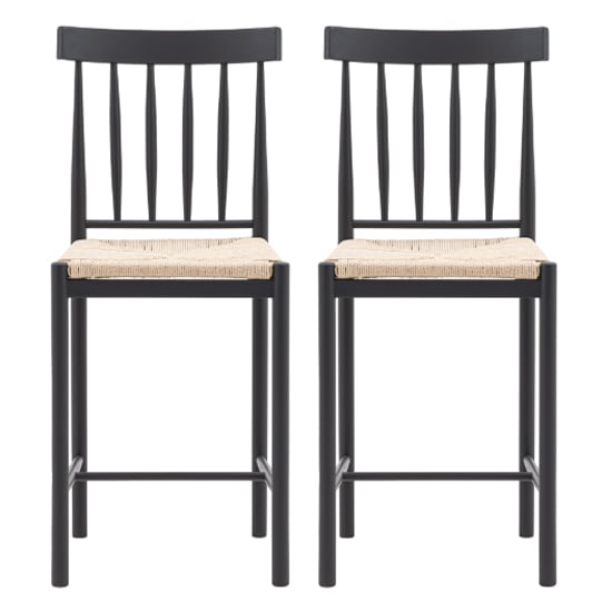 Read more about Elvira meteror wooden bar chairs with rope seat in pair
