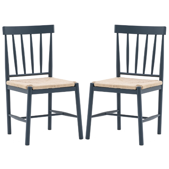 Read more about Elvira meteror wooden dining chairs with rope seat in pair