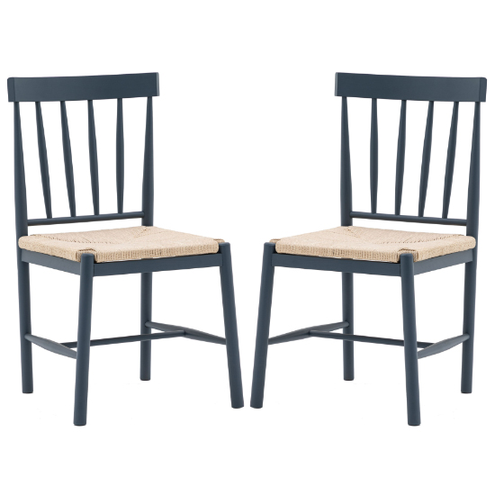 Elvira Meteror Wooden Dining Chairs With Rope Seat In Pair