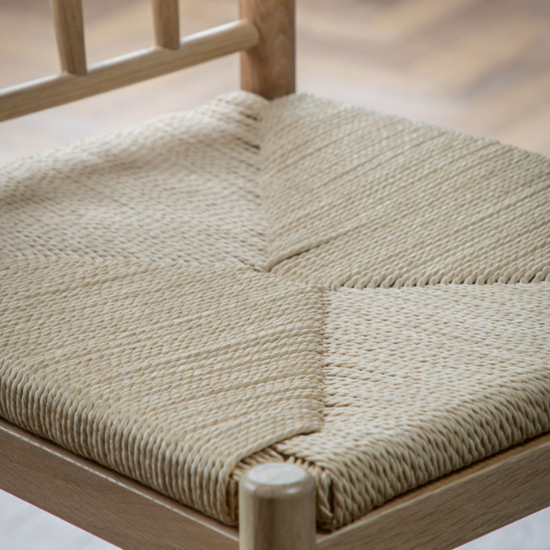 Elvira Natural Wooden Bar Chairs With Rope Seat In Pair