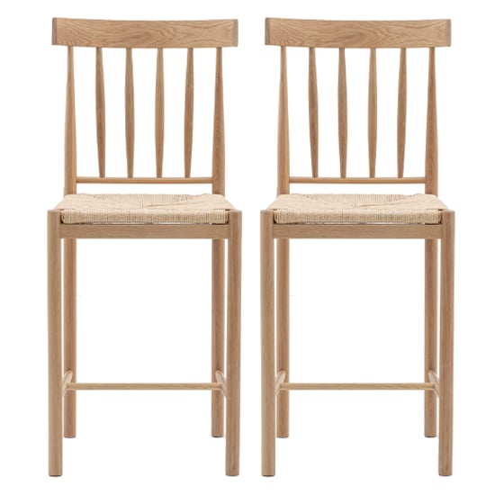 Elvira Natural Wooden Bar Chairs With Rope Seat In Pair Furniture in