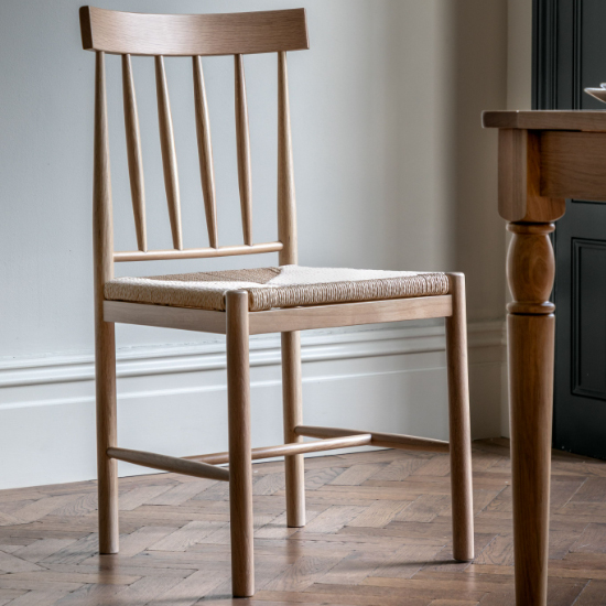 Elvira Natural Wooden Dining Chairs With Rope Seat In Pair Furniture