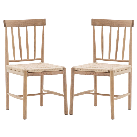 Elvira Natural Wooden Dining Chairs With Rope Seat In Pair Furniture