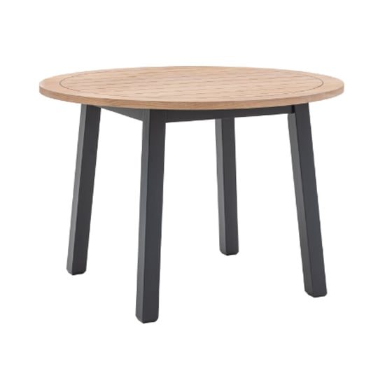 Read more about Elvira round wooden dining table in oak and meteror