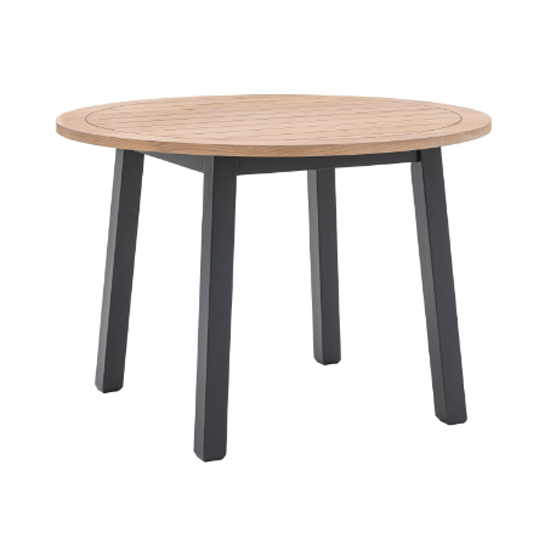 Product photograph of Elvira Round Wooden Dining Table In Oak And Meteror from Furniture in Fashion