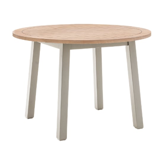 Read more about Elvira round wooden dining table in oak and prairie