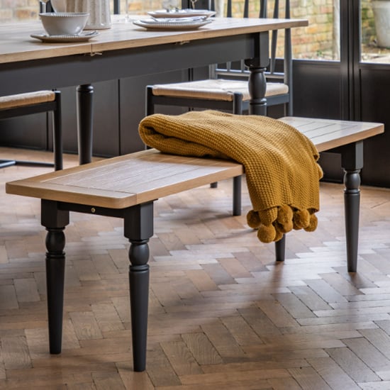 Read more about Elvira wooden dining bench in oak and meteror