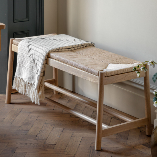 Elvira Wooden Dining Bench With Rope Seat In Natural