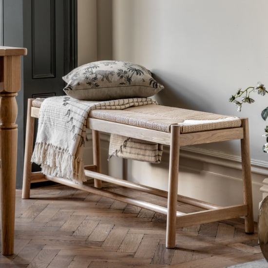 Elvira Wooden Dining Bench With Rope Seat In Natural Furniture in Fashion