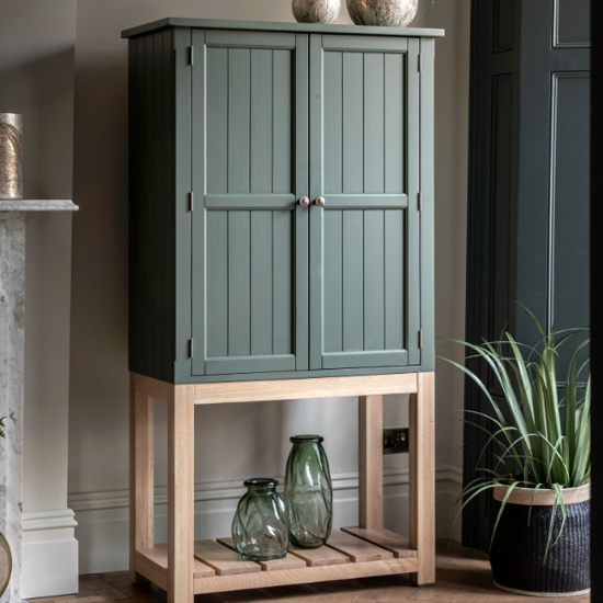 Read more about Elvira wooden drinks cabinet in oak and moss