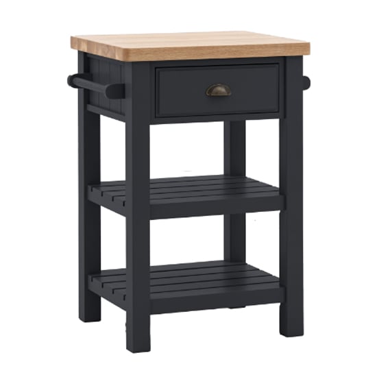 Photo of Elvira wooden side table with 1 drawer in oak and meteror
