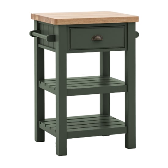 Read more about Elvira wooden side table with 1 drawer 2 shelves in moss and oak