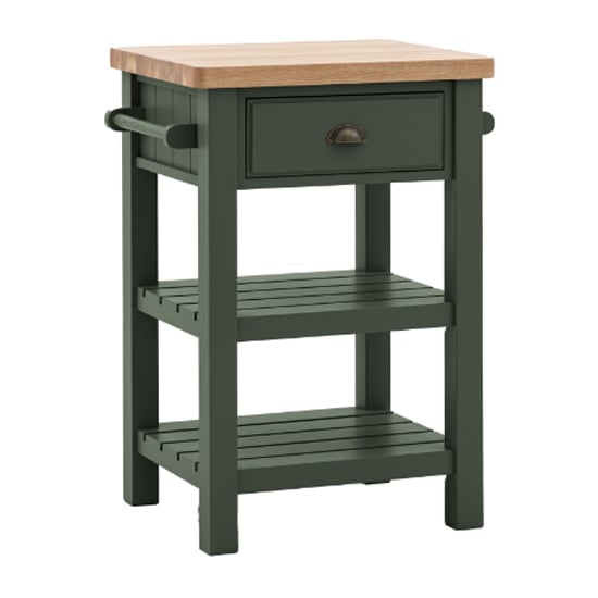 Read more about Elvira wooden side table with 1 drawer in oak and moss