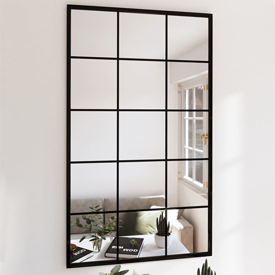 Briana Rectangular Large Wall Mirror With Black Metal Frame Furniture