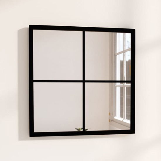 Briana Square Wall Mirror With Black Metal Frame_1