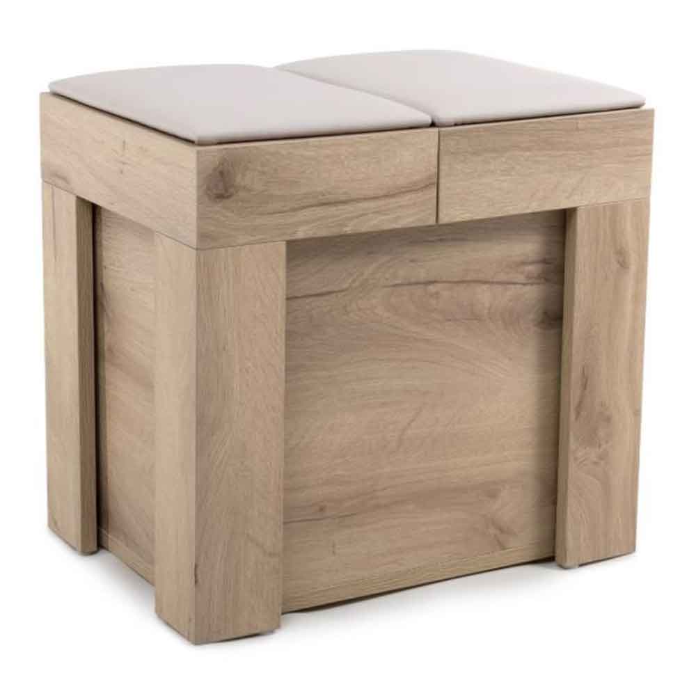 Elvora Wooden Extending Dining Bench with Fabric Seat in Oak