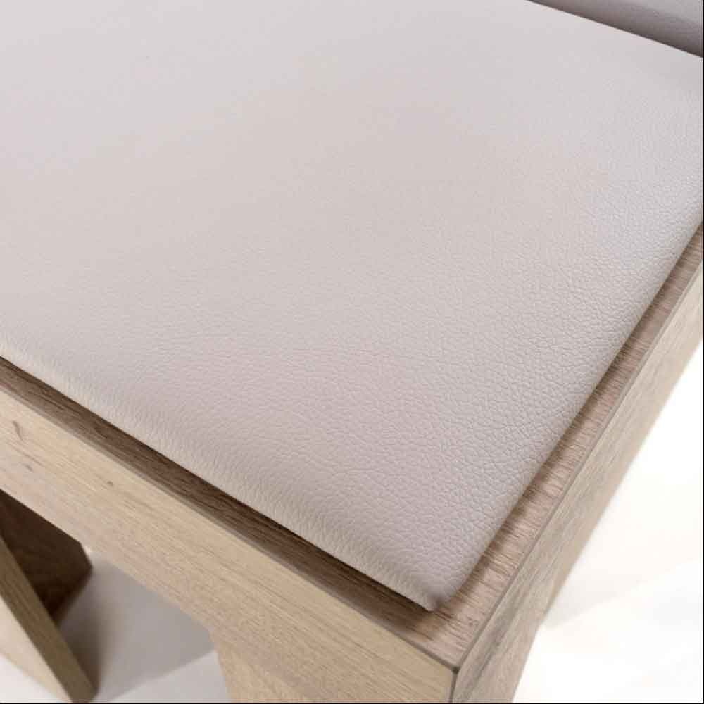 Elvora Wooden Extending Dining Bench with Fabric Seat in Oak