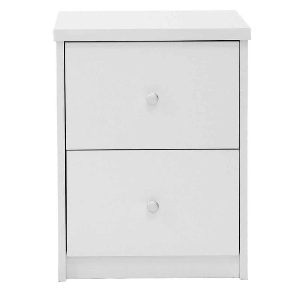 Elvoro Wooden Bedside Cabinet with 2 Drawers in White