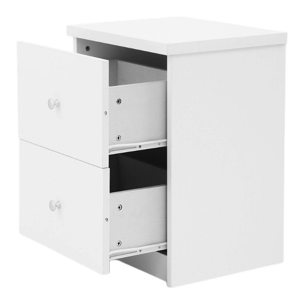 Elvoro Wooden Bedside Cabinet with 2 Drawers in White