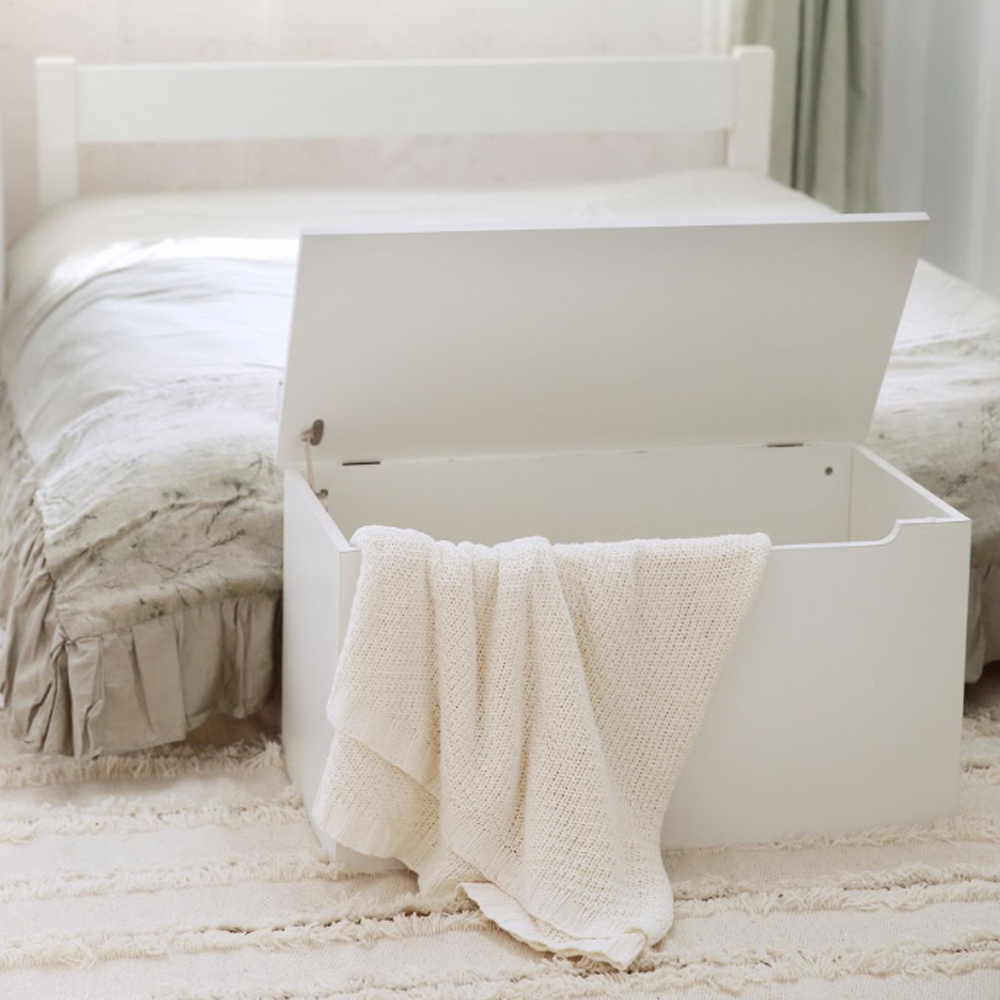 Elvoro Wooden Ottoman Storage in White
