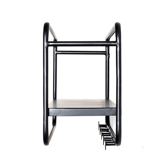 Elwoka Metal Wall Shelf With 5 Coat Hanging Hooks In Black