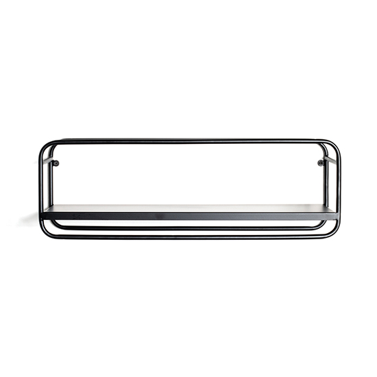 Elwoka Metal Wall Shelf With Coat Rack In Black