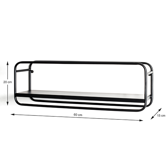 Elwoka Metal Wall Shelf With Coat Rack In Black
